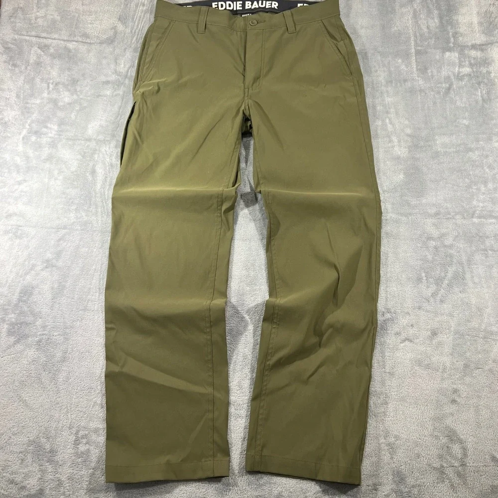 Eddie Bauer Mens Horizon Take Off Chino Olive Green Pants Stretch Outdoor 32x30 - Picture 1 of 10